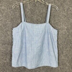 Madewell Strap Crop Top Women M Blue Covered Buttons Each Side